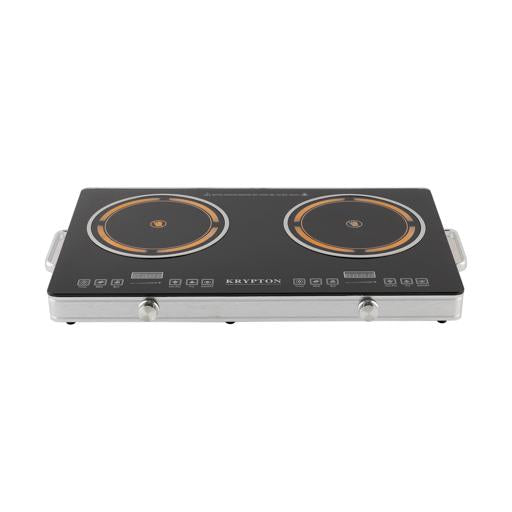 Krypton Digital Double Infrared Cooker 3000 W KNIC6428 - BlackKitchen AppliancesA two-burner infrared cooker with a crystal plate top and digital display with touch and knob control The double cooking hob has multiple functions with adjustable temperature